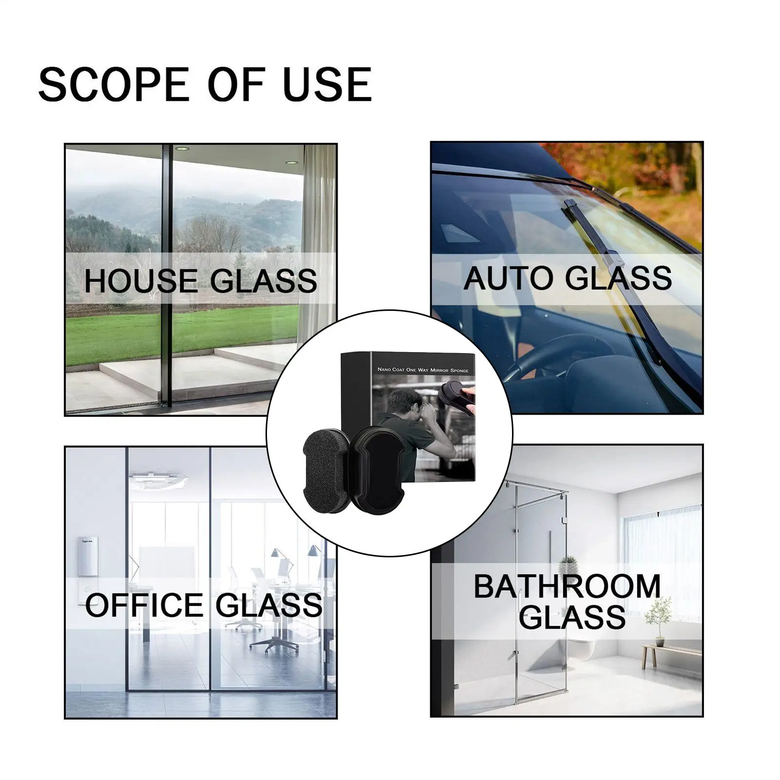 إسفنجة تنظيف النوافذ المضادة للنظرات، منظف زجاج السيارة الأمامي المزدوج الاستخدام وباب الدش للعناية بالسيارات والمكاتب المنزلية