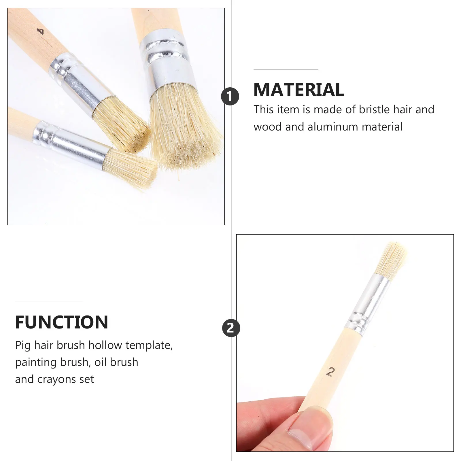 

Wooden Stencil Brushes 2PCS Bristle Template Paint Brush for Oil Acrylic Watercolor Painting Crafts Art Tools Comfortable