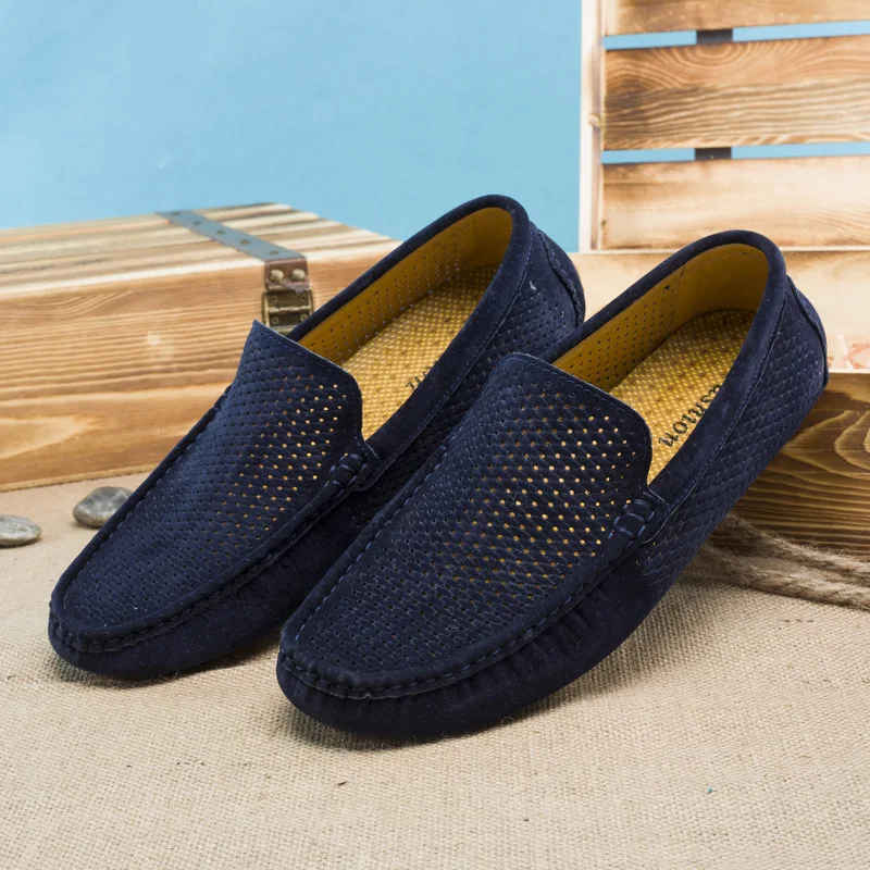 Men\'s Blue Leather Loafers Premium Genuine Slip On Breathable Casual Shoes Jorvalore | Men main image 2