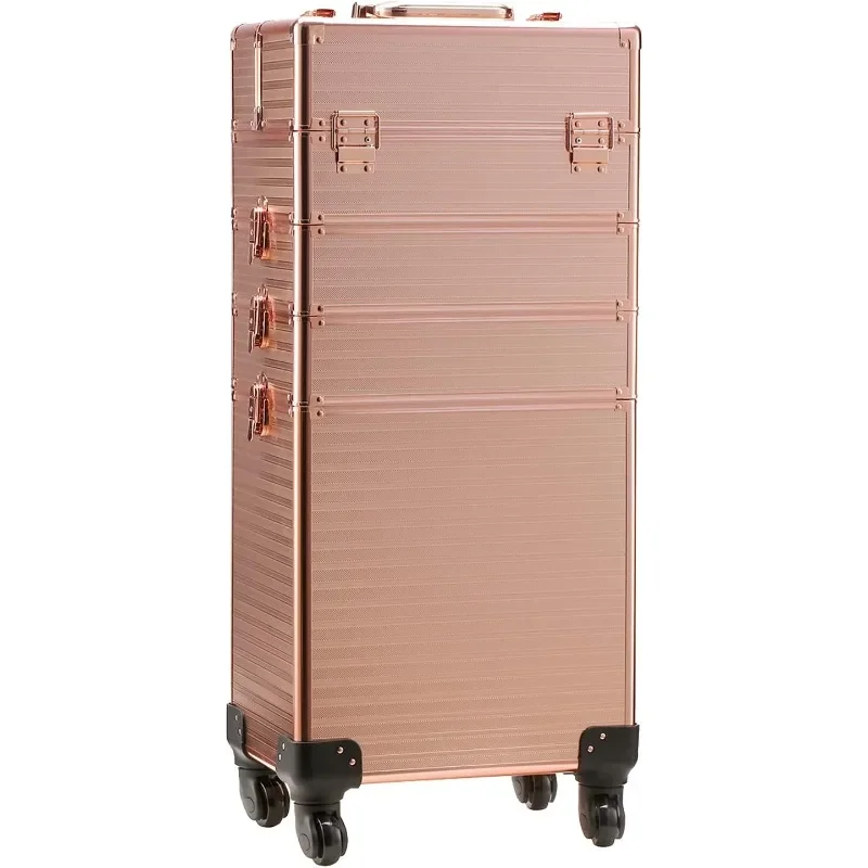 

Channcase 4 in 1 Portable Traveling Aluminum Professional Makeup Trolley Cart with Multiple-Sized Compartments