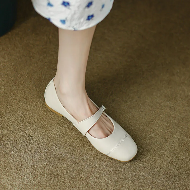 Phoentin Women Genuine leather silver soft ballets flats elegant low heels mary janes shoes lady party pumps plus size 41 FT3439 image 3