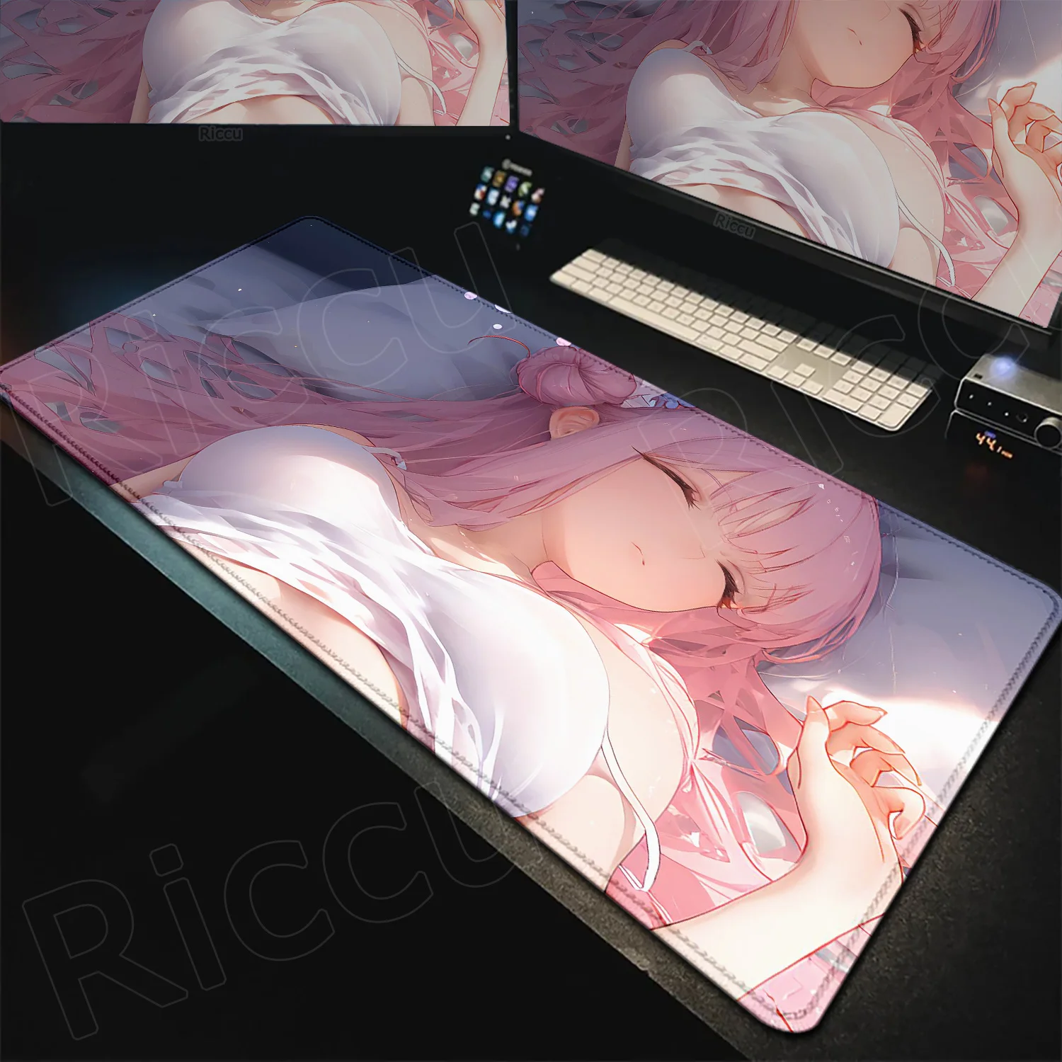 Kawaii فتاة لعبة الأزرق الأرشيف ميسونو ميكا ماوس الوسادة ألعاب عدم الانزلاق المطاط حافة قفل ماوس الكمبيوتر المحمول الألعاب الكمبيوتر أنيمي حصيرة مكتبية