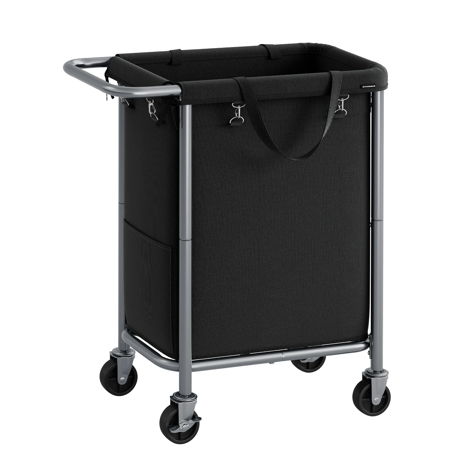 SONGMICS Laundry Basket with Wheels, Rolling Laundry Hamper, 23.8 Gallons (90L), Removable Liner, Steel Frame with Handle