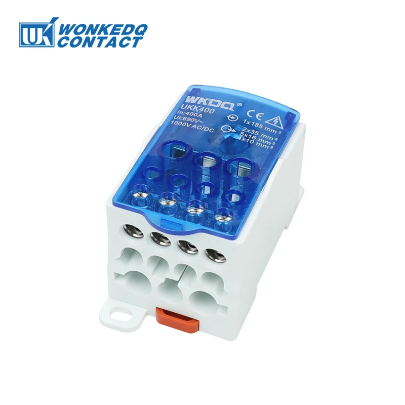 UKK 400A UKK400A Power Distribution Box Junction Box 1 In 11 Out Universal Wire Electrical Connector Din Rail Terminal Block