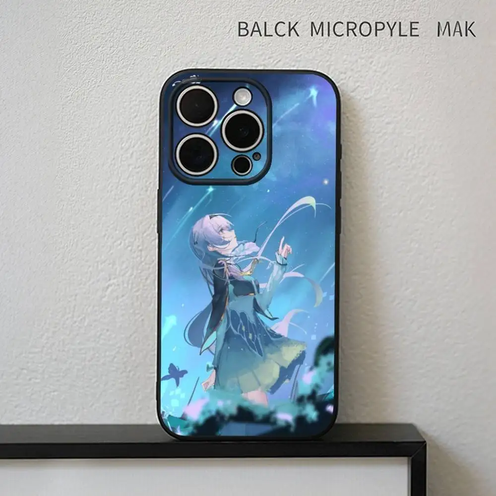 Honkai Star Rail Clara Bailu telefoonhoesje voor iPhone17,16,15,14,13,12,11 Plus, Pro Max, zachte zwarte hoes