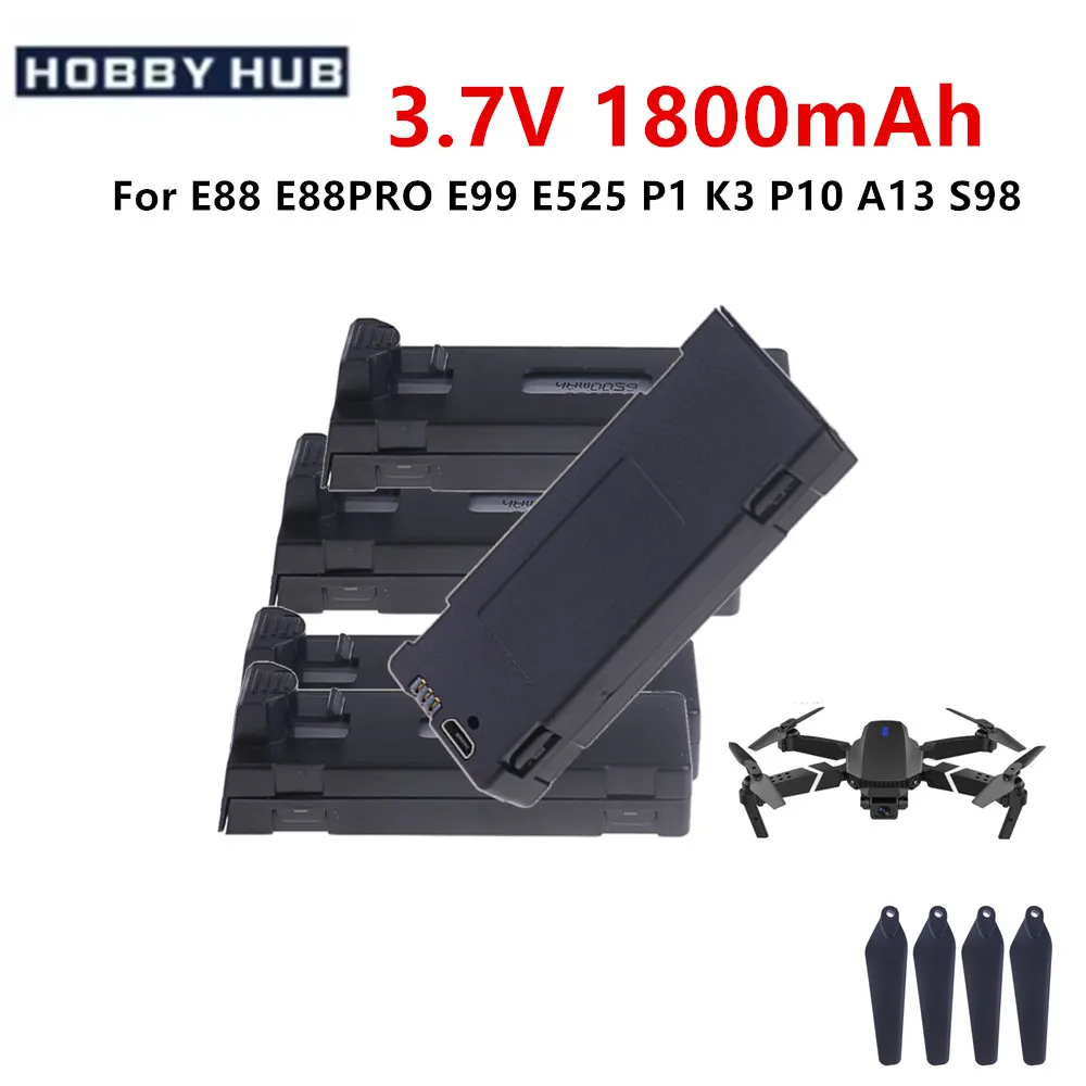 E88 e88S E88EVO E525 P1 E99 Mini-UAV-Drohnenbatterie, spezielles RC-Teil, 3,7 V, 1800 mAh, Drohnenbatterie oder USB-Ladegerät