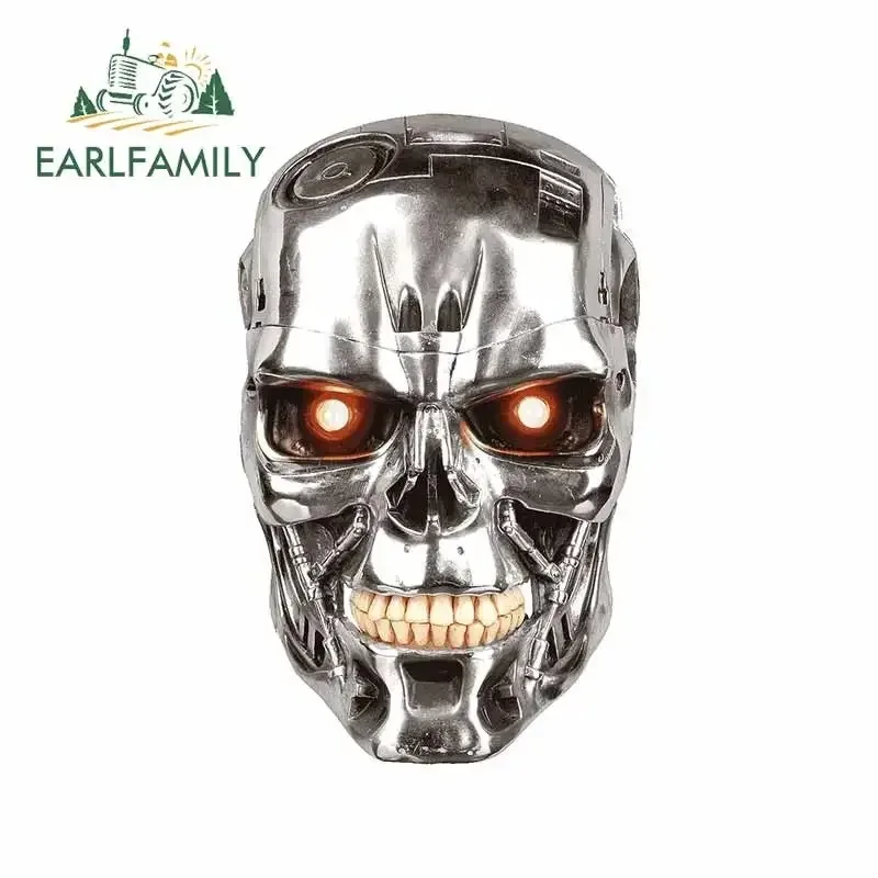EARLFAMILY 13cm x 6.9cm for Terminator Head Fine SUV Car Stickers Waterproof Scratch-proof Sticker Bumper Decoration DIY Decal
