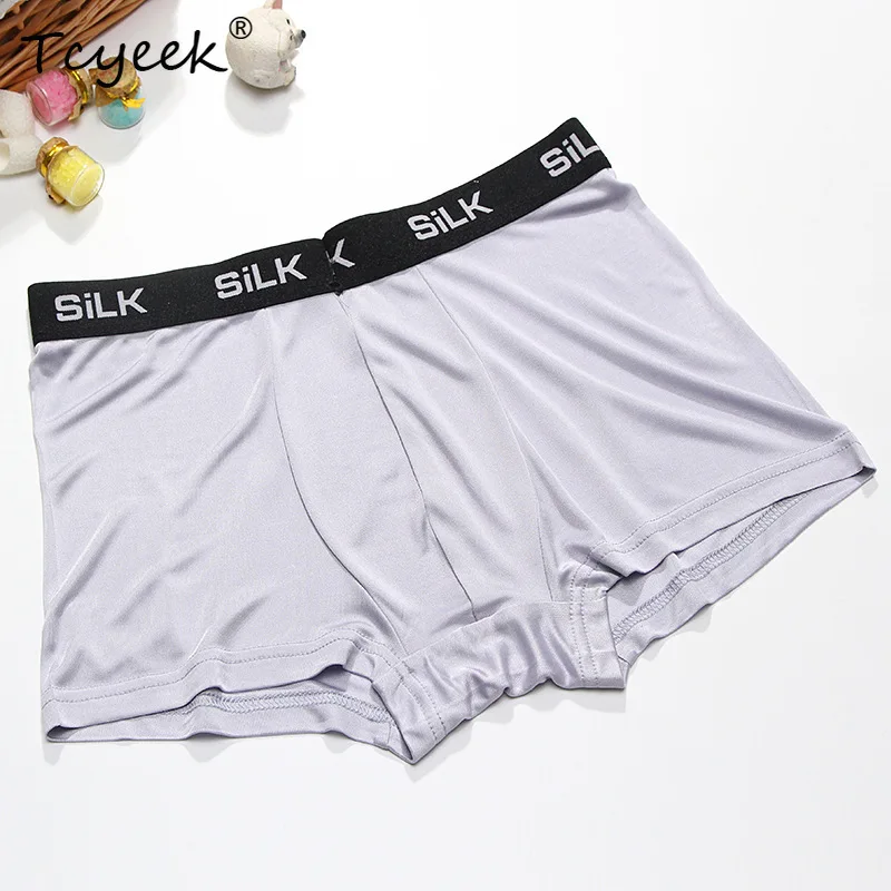Tcyeek 3PCS 100%Natural Mulberry Silk Panties Male Sexy Underwear Men Breathable U-Convex Design Elastic Boxers 2023 U34606C