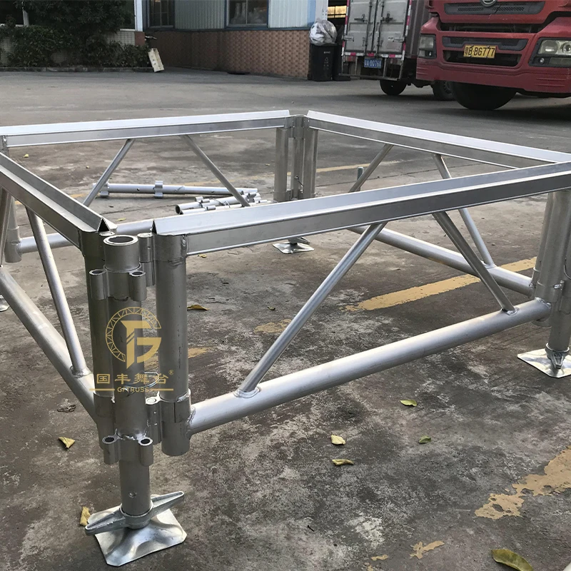GF-TRUSS Aluminum Alloy Modular Stage Platform 1.22x1.22m Square/Rectangular Frame Red/Black Color Options Quick Installation