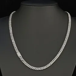 Hip Hop 6mm Iced Out Cuban Necklace Single Row Micro-Encrusted Zircon Cuban Link Bracelet for Women Men Jewelry