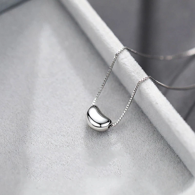 

Hot charm 925 sterling silver beans pendant Necklace for Women Fashion party wedding Popular Jewelry Holiday gift
