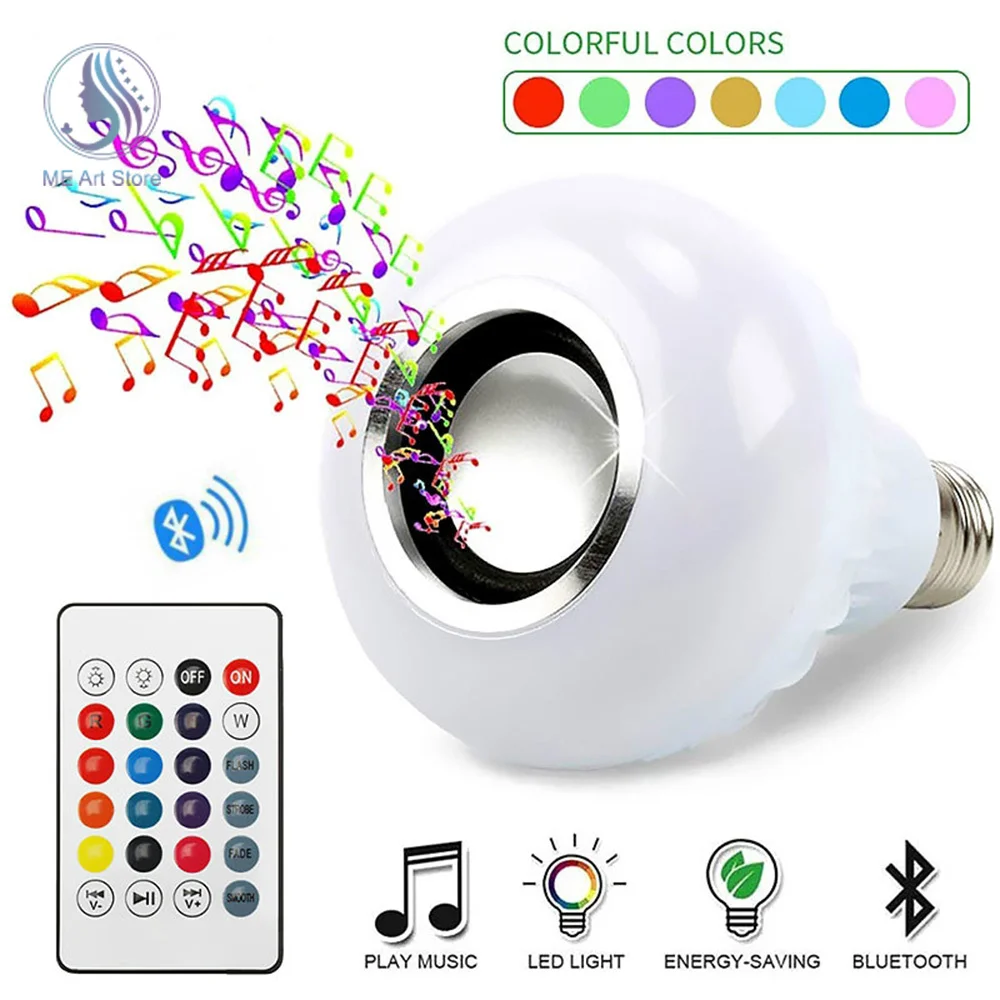 E27 Rgb Bluetooth Muzieklamp Led Smart Lamp Licht Draadloze Afstandsbediening Met Audio Kleurrijke Podiumlamp Voor Thuisfeest