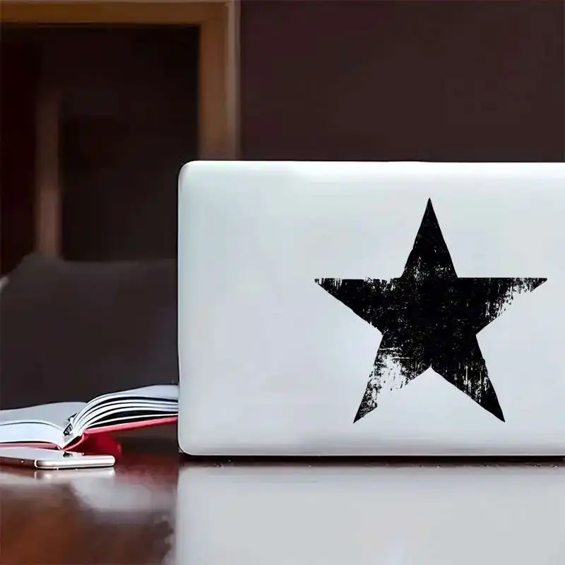 Vintage Distressed Black Star Waterproof Vinyl Sticker Decal for Car Truck Motorcycle Laptop Scratch Cover Decor