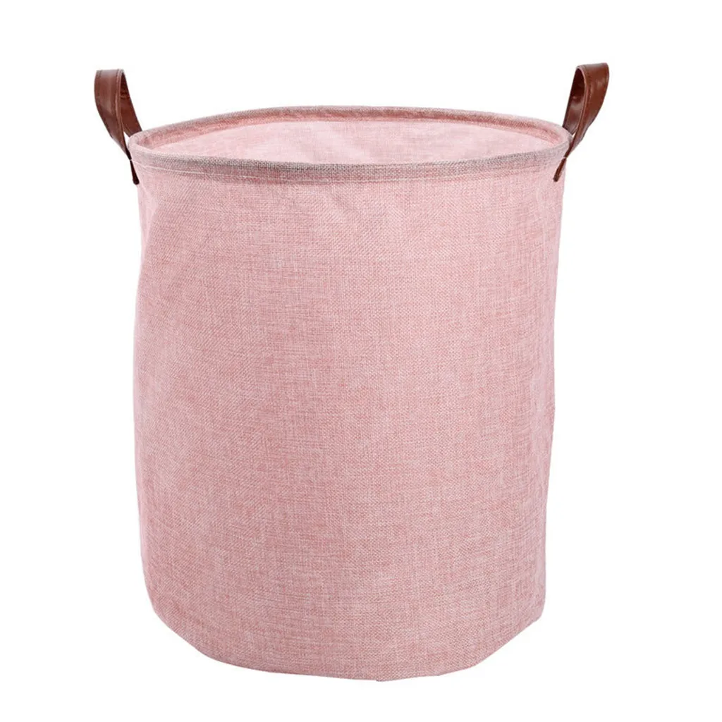 Laundry Basket Cotton Linen Waterproof Pe Coating Folding Storage Box Large Miscellaneous Toys Storage Bag With Handles 34x45cm