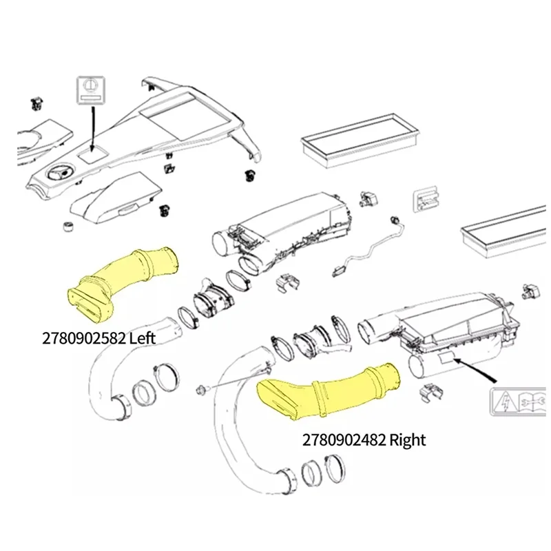 

1Pair Left & Right Air Intake Hose 2780902582 , 2780902482 For Mercedes GL63 GL450 GL550