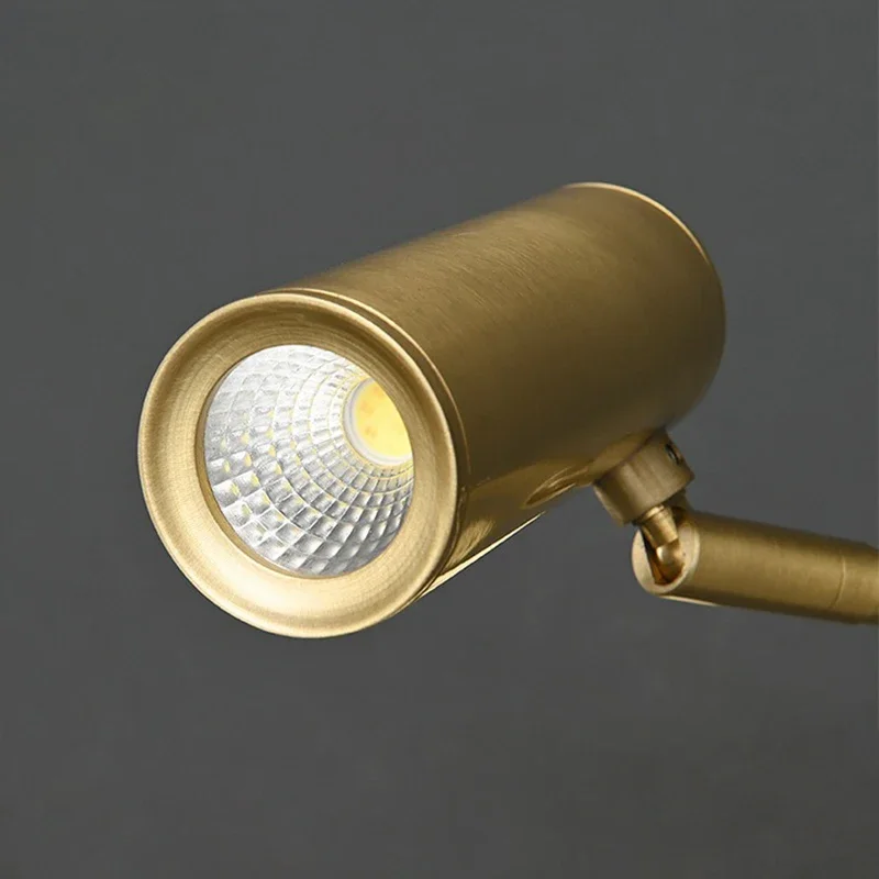 โมเดิร์นปรับหมุนได้ LED โคมไฟติดผนังทองแดงทั้งหมดหรี่แสงได้โคมไฟอ่านหนังสือ Simple Study ห้องนอนไฟผนังข้างเตียงพร้อมสวิตช์