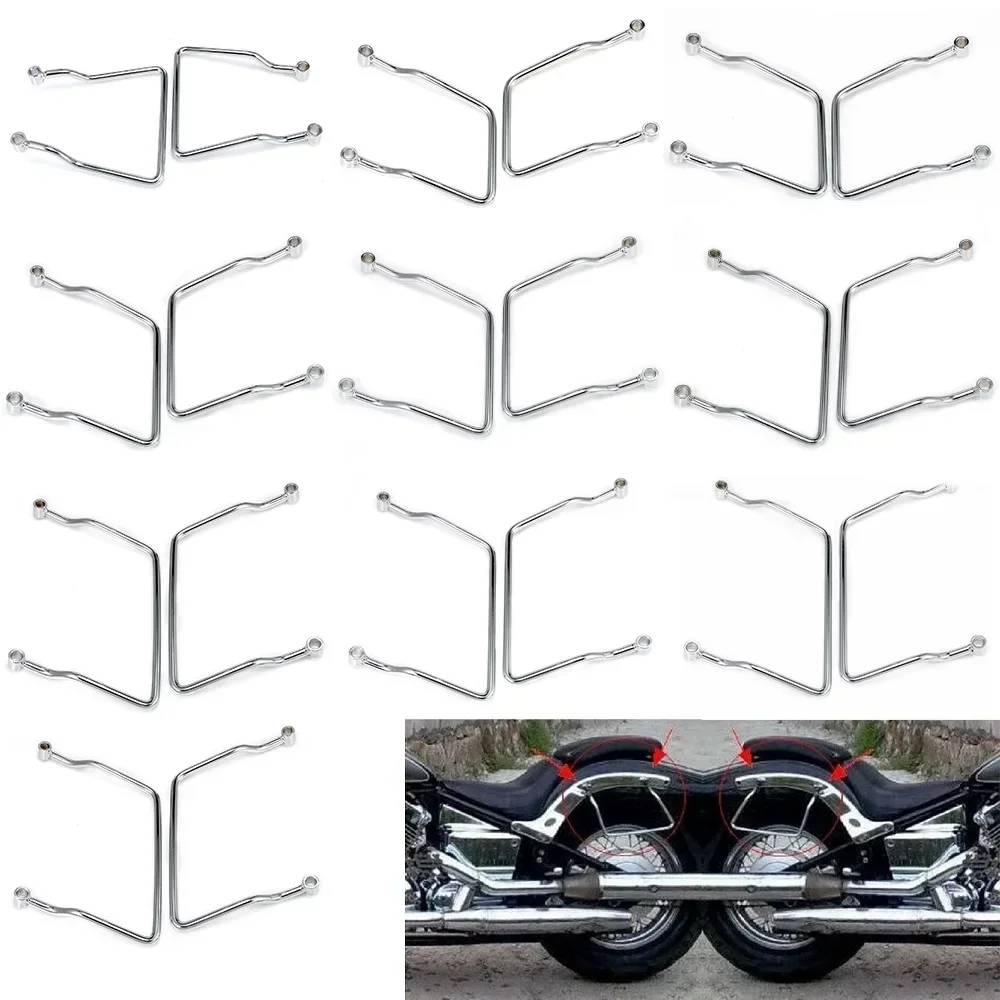 

95-240mm Motorcycle Universal Chrome Side Saddlebag Support Bracket Mount For Harley Bobber Cruiser Honda Suzuki Yamaha Kawasaki