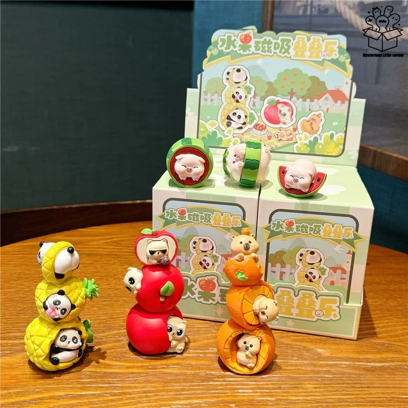 

Magnetic Stacking Fruit Toy Plush Mystery Blind Box Capybara Panda Pig Collectible Figurine Desktop Decoration Gift For Women