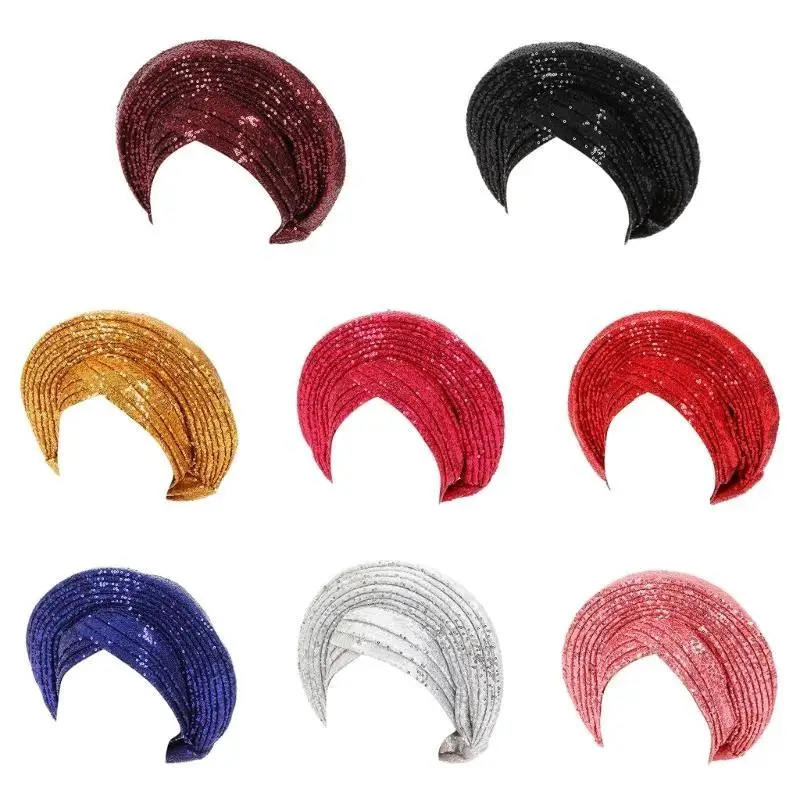 

652F African Woman Ethnic Turban Caps for Religious Gathering Sunproof Wedding Hijab