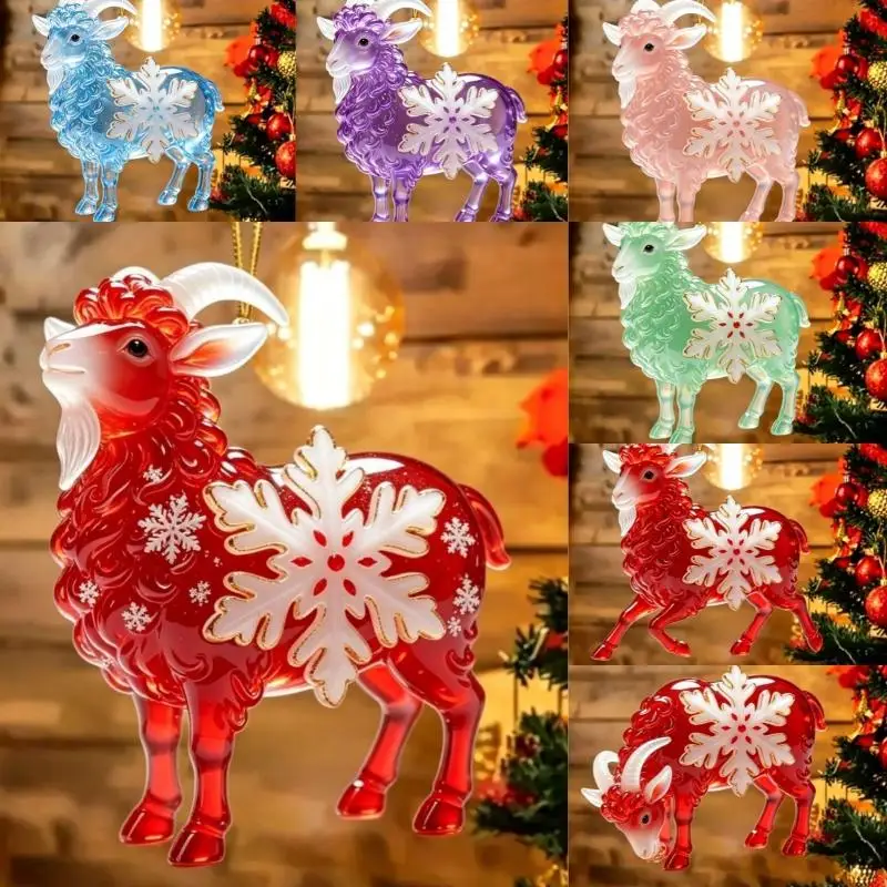 Acrylic Hanging Ornament Crystal Sheep Pendant For Wall Xmas Tree Decorations Party Supplies New Year Gifts