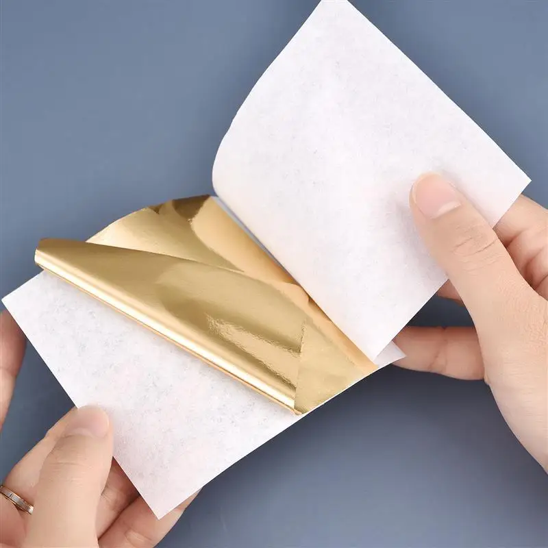 100Sheets Imitation Gold Silver Foil Paper Leaf Gilding DIY Epoxy Resin Art Craft Paper Birthday Wedding Cake Dessert Decoration