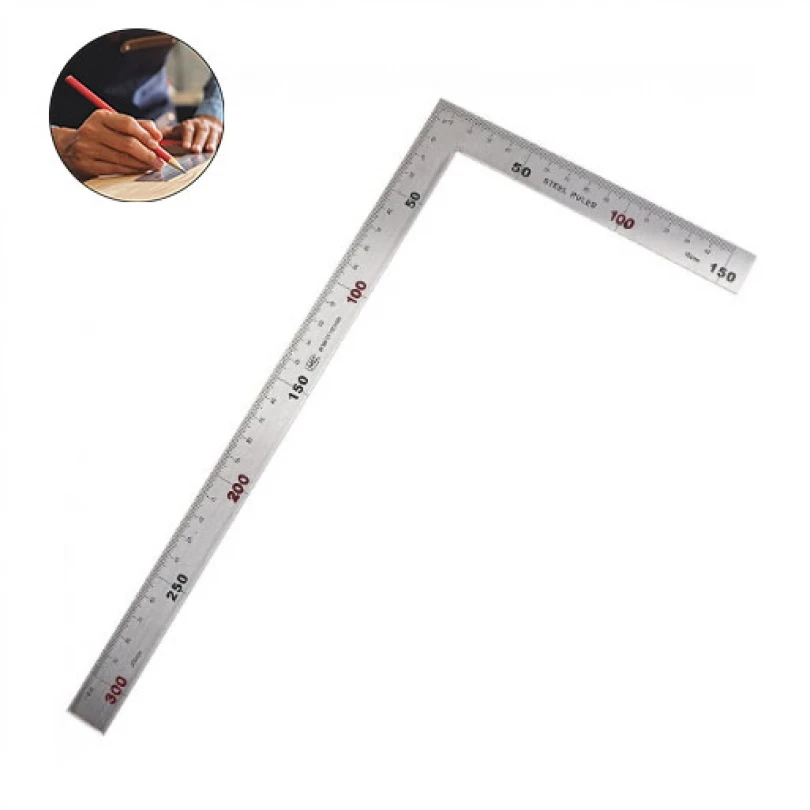 

150 x 300mm 90 Degree Stainless Steel Right Angle Ruler Measuring Tools for Woodworking / Office with Two Color Lettering