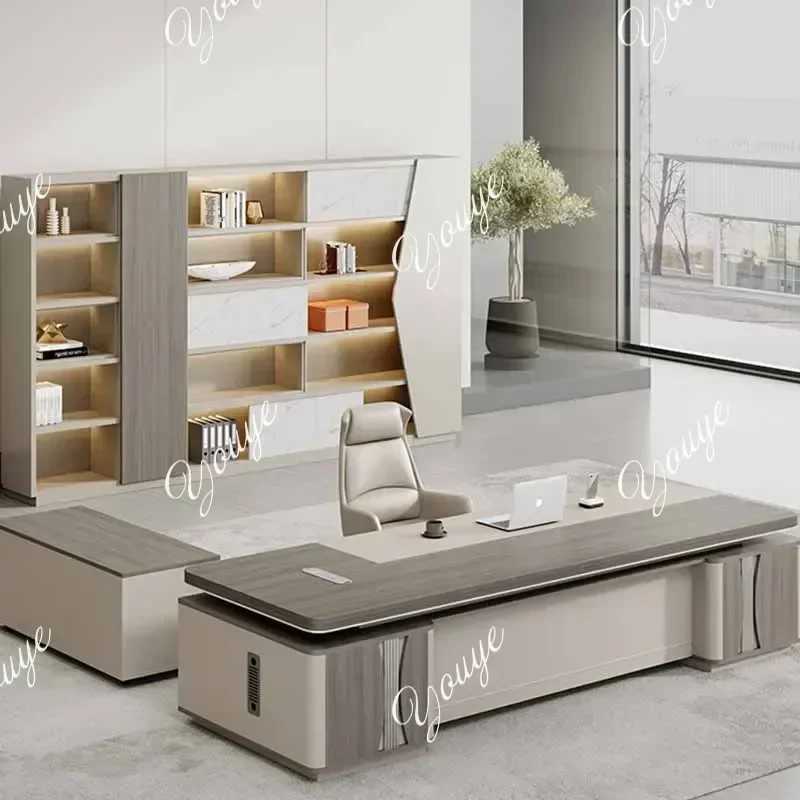 L-J Study Computer Office Desk Large Height Bedroom Writing Drawers Office Desk Storage Executive Mesa Ordenador Modern Furnitur