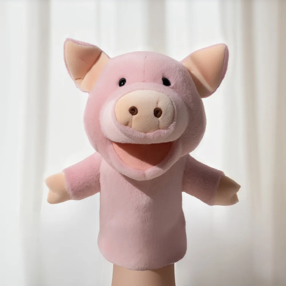 Marionnettes à main en peluche d'animaux pour enfants, jouet doux et mignon, cochon, histoire, poupées de jeu, cadeau pour enfants, 28CM