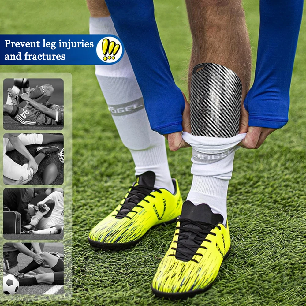 Ultralight Carbon Fiber Football Shin Holder Leg Guard Strapless Breathable Pads Soccer Shin Pads Protective Sportswear