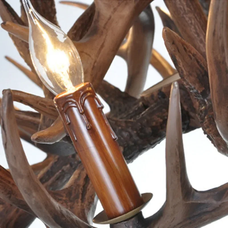 Imagem -04 - País Americano Antler Luzes Pingente Iluminação do Candelabro Lâmpada Industrial Resina Deer Chifre Hanglamp Vela Loft