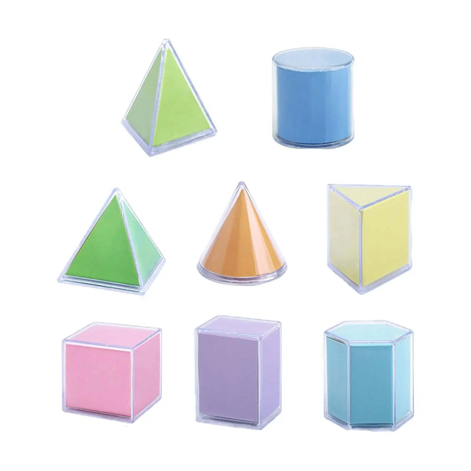 8Pcs Transparante 3D Vormen Geometrische Montessori Speelgoed Math Speelgoed Stapelen Spel Educatief Speelgoed Voor Leeftijden 2 + Baby Kinderen peuter