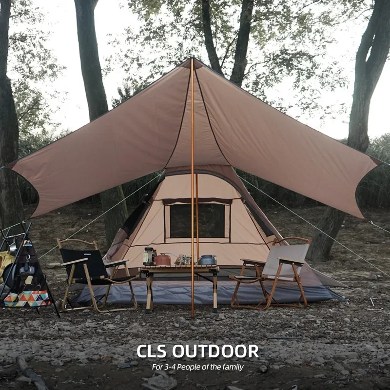 Outdoor Aluminum Alloy Tent Camping Foldable Portable Canopy Windproof Rainproof Breathable Anti-ultraviolet Camping Tent