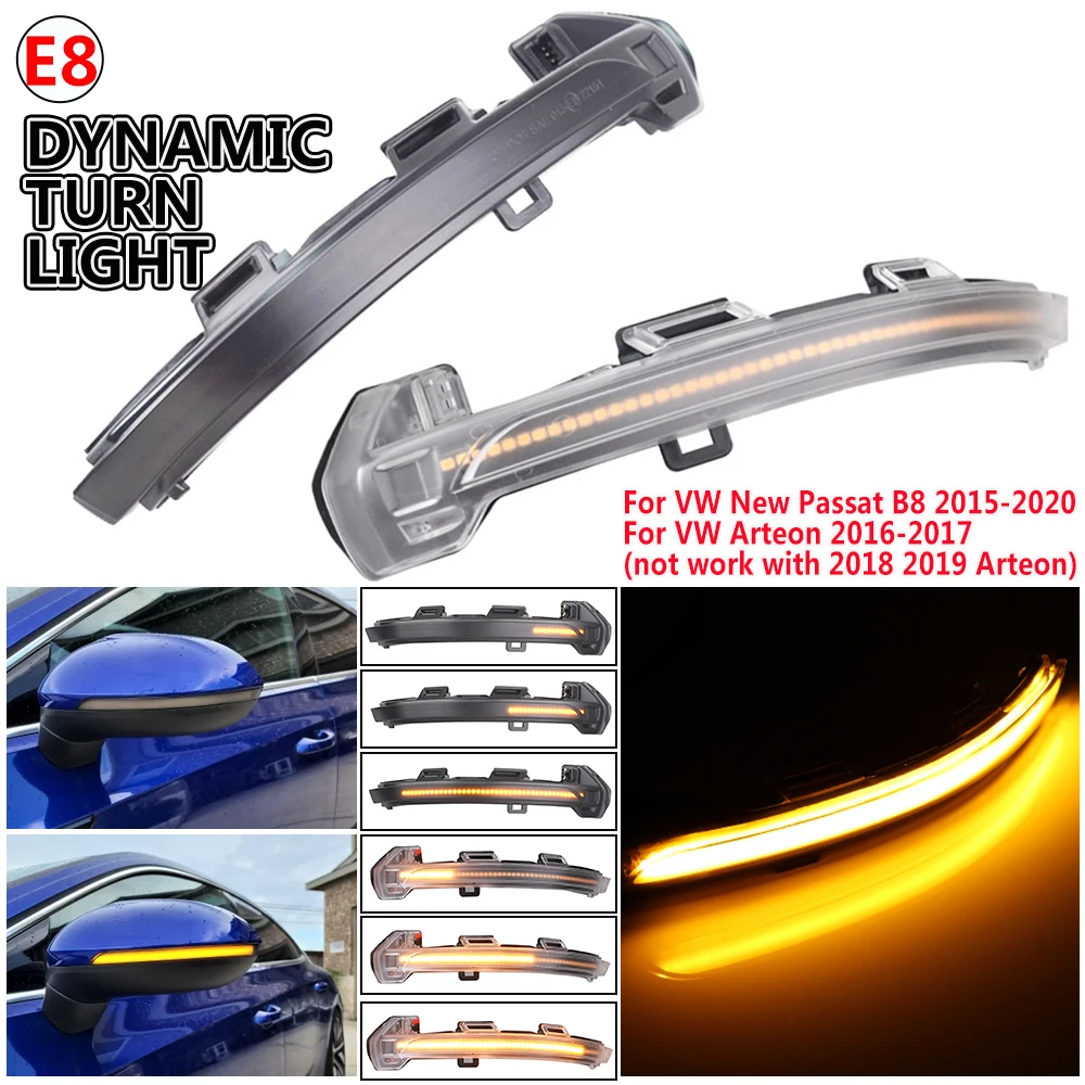 2pcs Dynamic Blinker For VW Golf MK8 VIII GTI R 8 GTD GTE LED Turn Signal Light Mirror Indicator Sequential 2020 2021 2022 Arrow