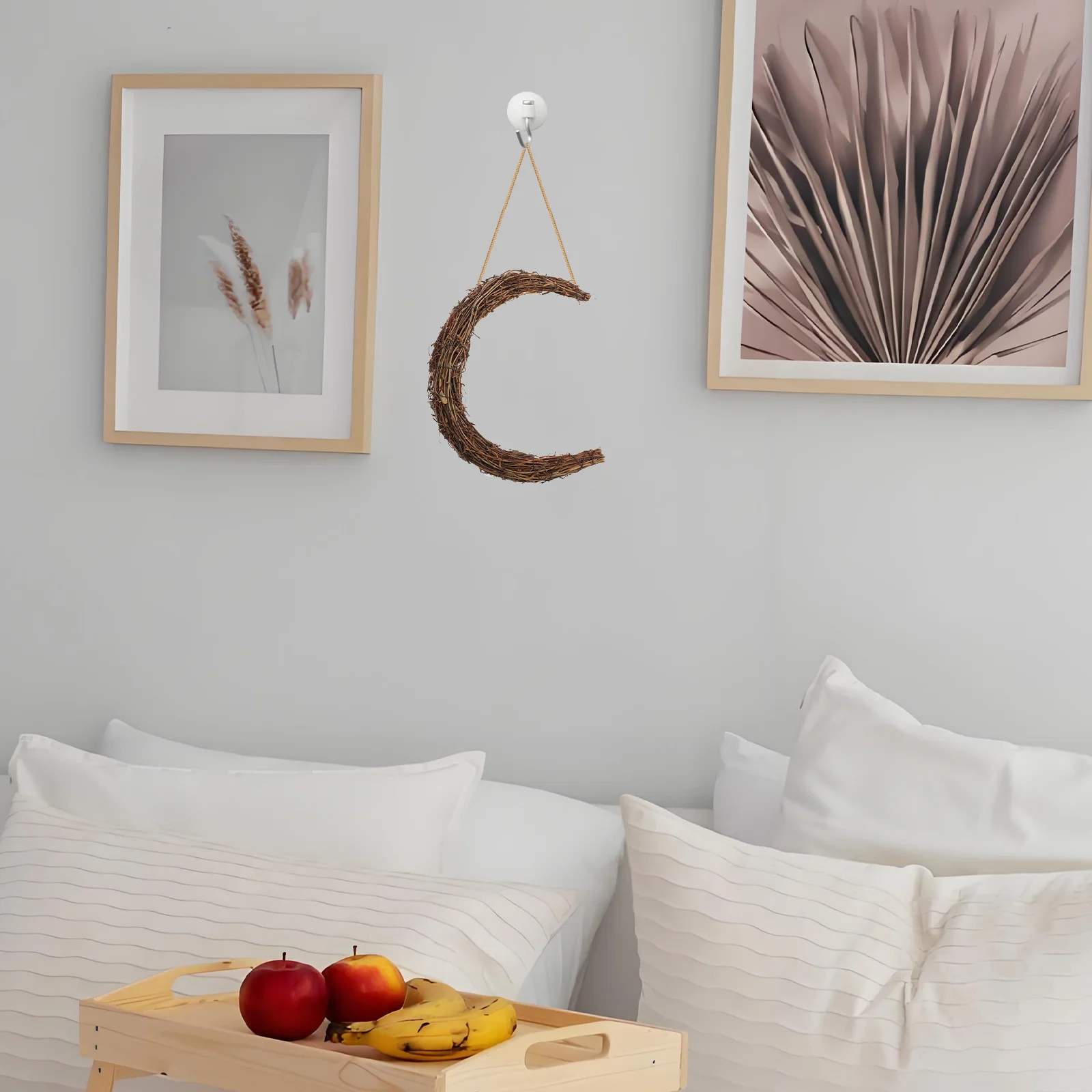 

Moon Shape Grapevine Wreath Rings 35Cm Rustic Rattan Vine Branch Garland Christmas DIY Craft Holiday Wedding Decor