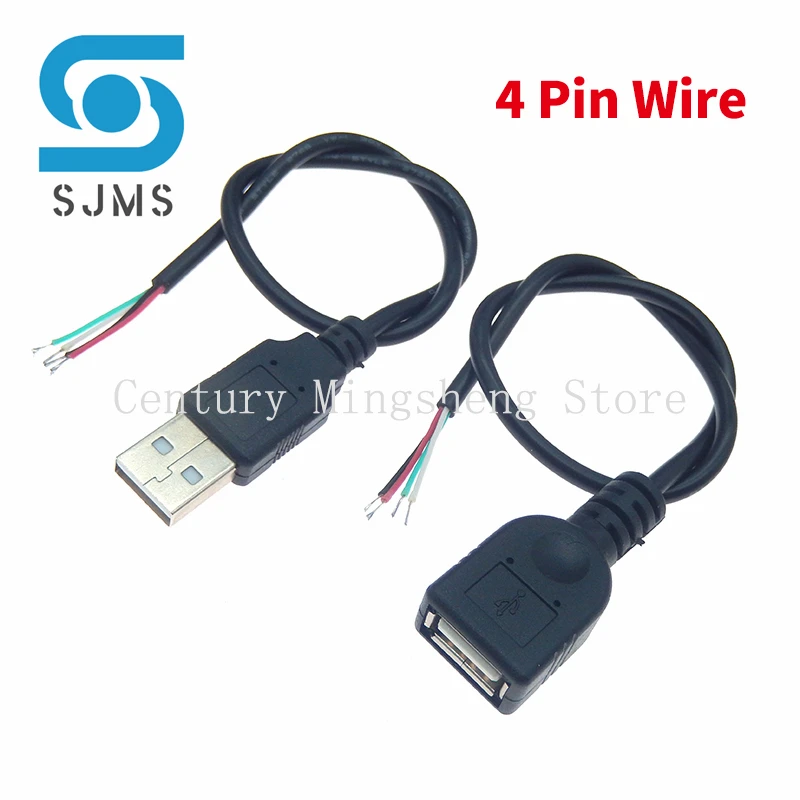 1pcs 30cm Power Supply Cable 2 Pin USB 2.0 A Female Male 4 Pin Wire Jack Charger Charging Cord Extension Connector DIY 5V Line