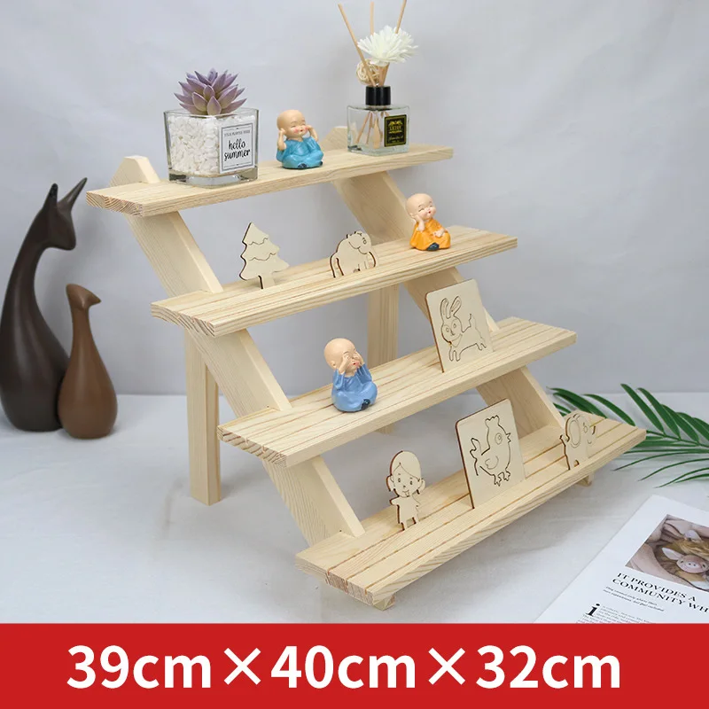 2/3/4/5-Tier Jewelry Pack Multi-layer Storage Rack Solid Wood Earrings Cardboard Rack Portable Retail Table Display Stand