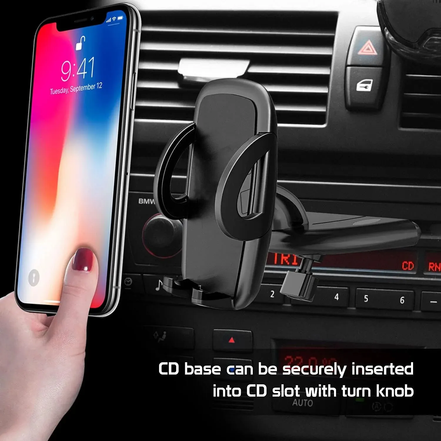 Sturdy CD Slot Phone Mount with One Hand Operation Design,  Compatible with All  Smartphone Mobile