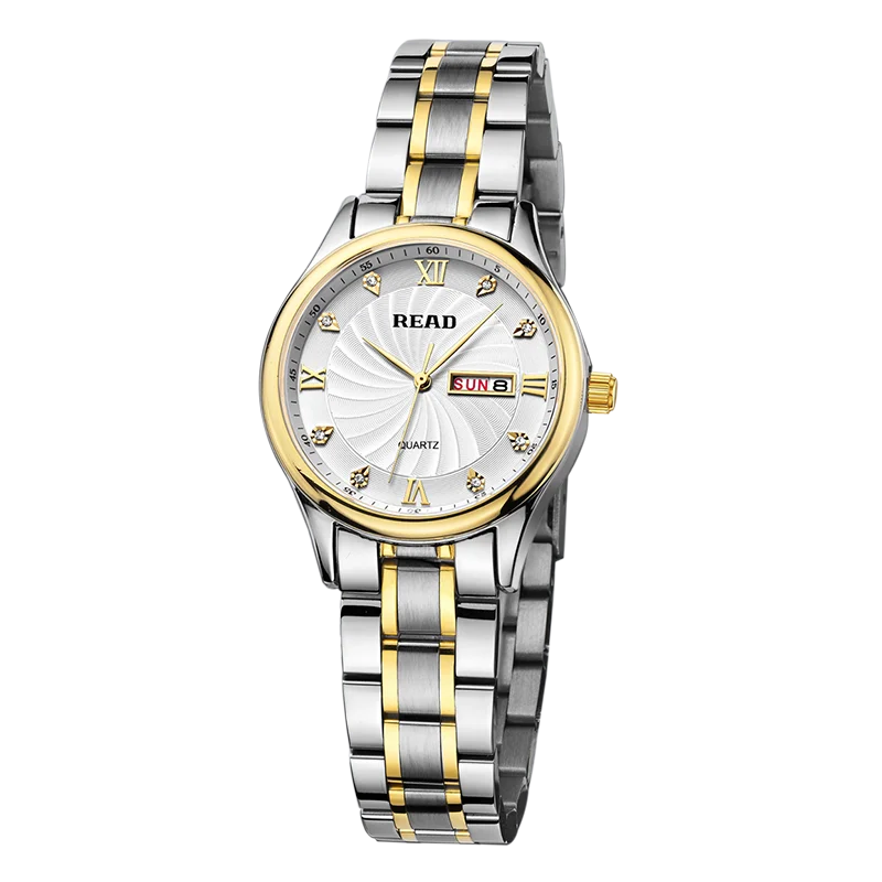 Women Quartz Watch | Day Date Display | Two‑Tone Stainless Steel Bracelet | Daily Water Resistant Analog Wrist Watch