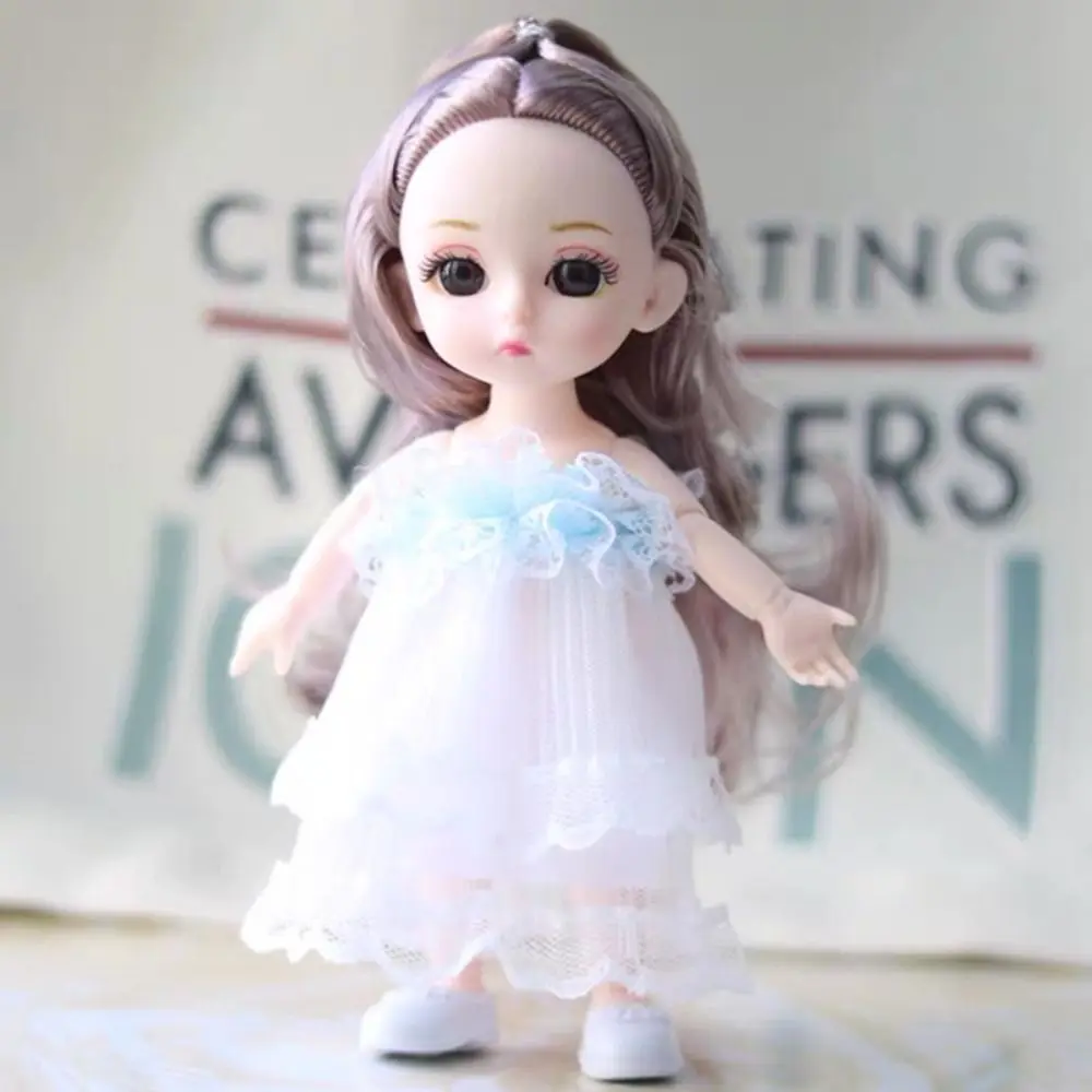 1/12 BJD BJD Pop met Kleding 13 Beweegbare Gewrichten Blauwe Ogen Mini Meisje Pop met Kleding met Schoenen met Kleding