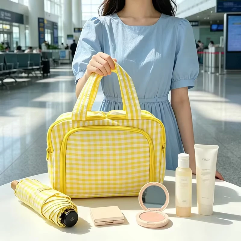 New Multifunctional Makeup Bag For Women Large Capacity Portable Double Zipper Travel Makeup Brush Toiletries Storage Bag