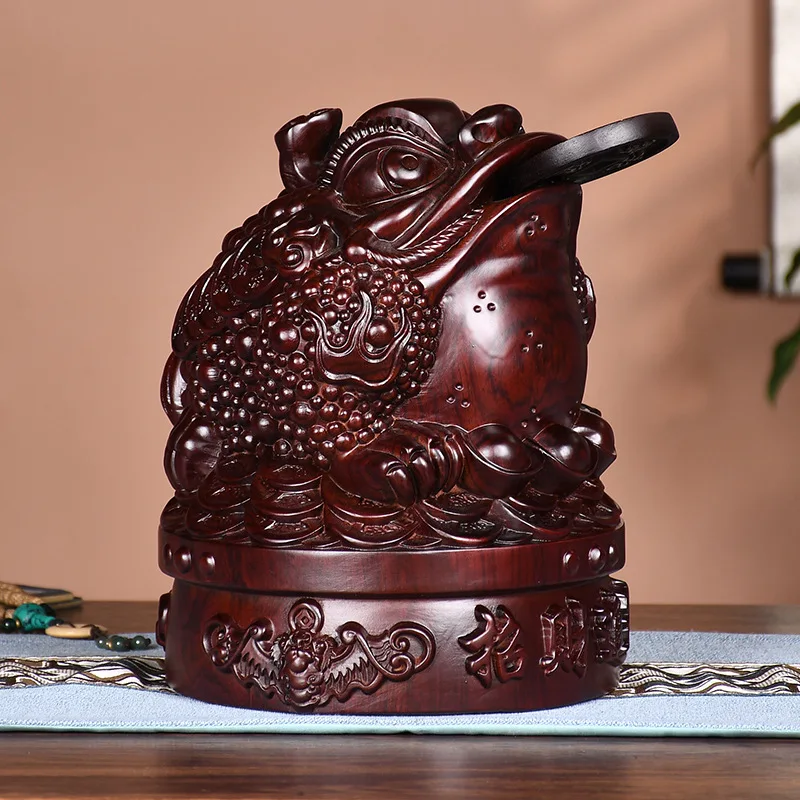 Ebony Wood Carving Three Feet Golden Toad Solid Wood Ornaments Home Living Room Office Decorations Crafts Shop Opening Gifts