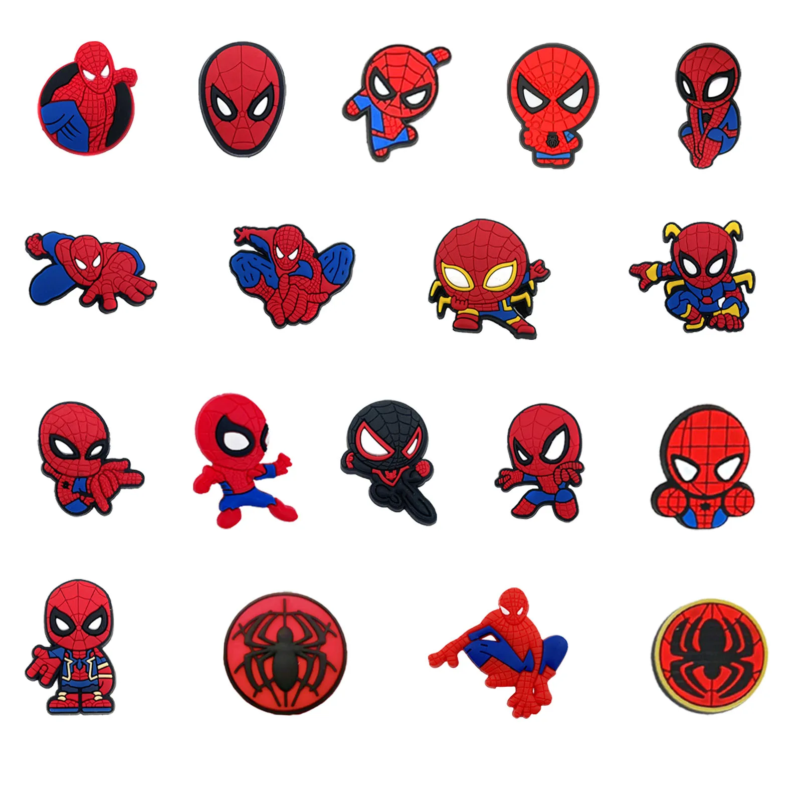 Breloques de chaussures série Marvel, 18 pièces, pour porte-clés de chaussures, sandales, sacs de plage, PVC, bricolage, accessoires de décoration de chaussures, épingle à chaussures