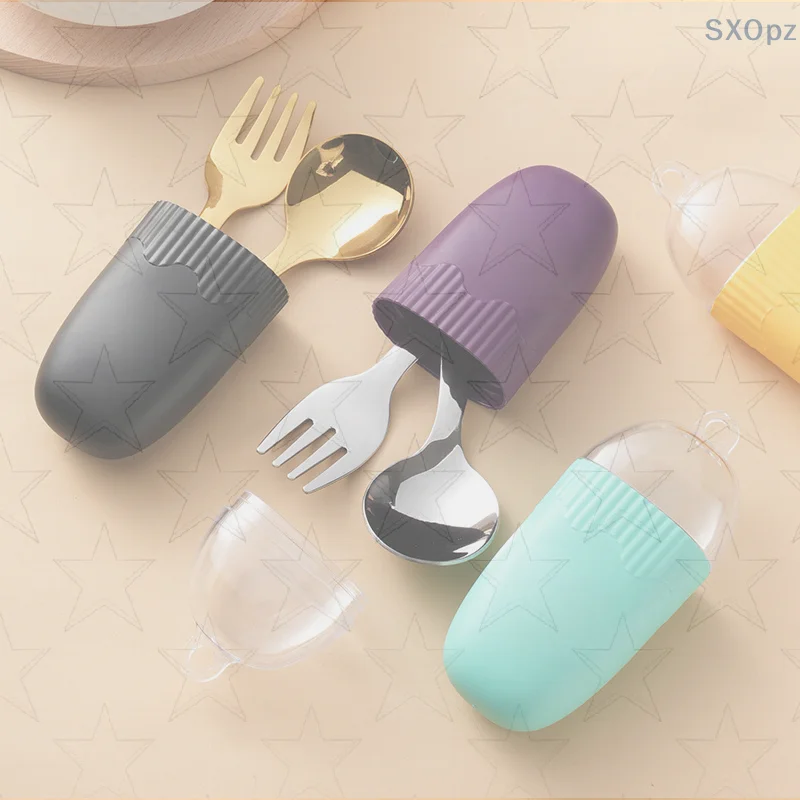 

Детский набор вилок и ложек из 2 шт./упак., детские столовые приборы из нержавеющей стали, набор для кормления детей, прочная детская посуда