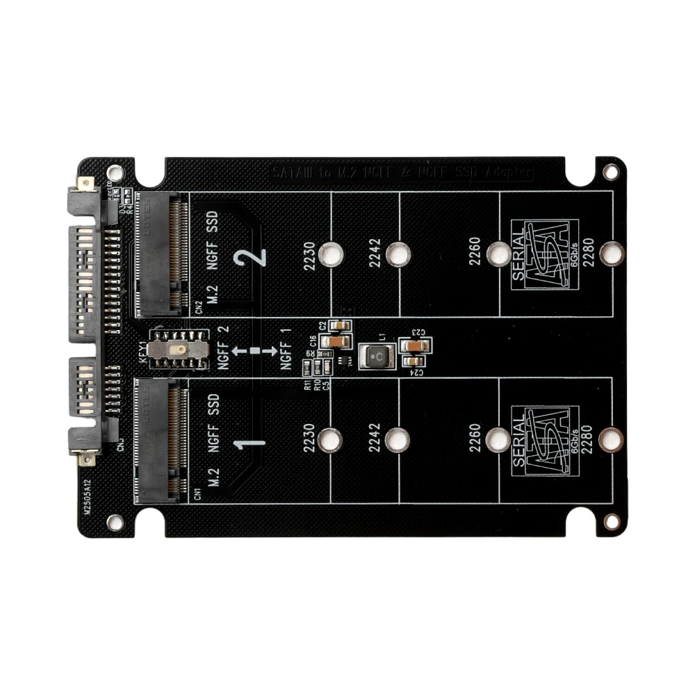 Dual SATA3.0 6Gbps M.2 NGFF SSD To SATA3 Adapter Card2 Port M2