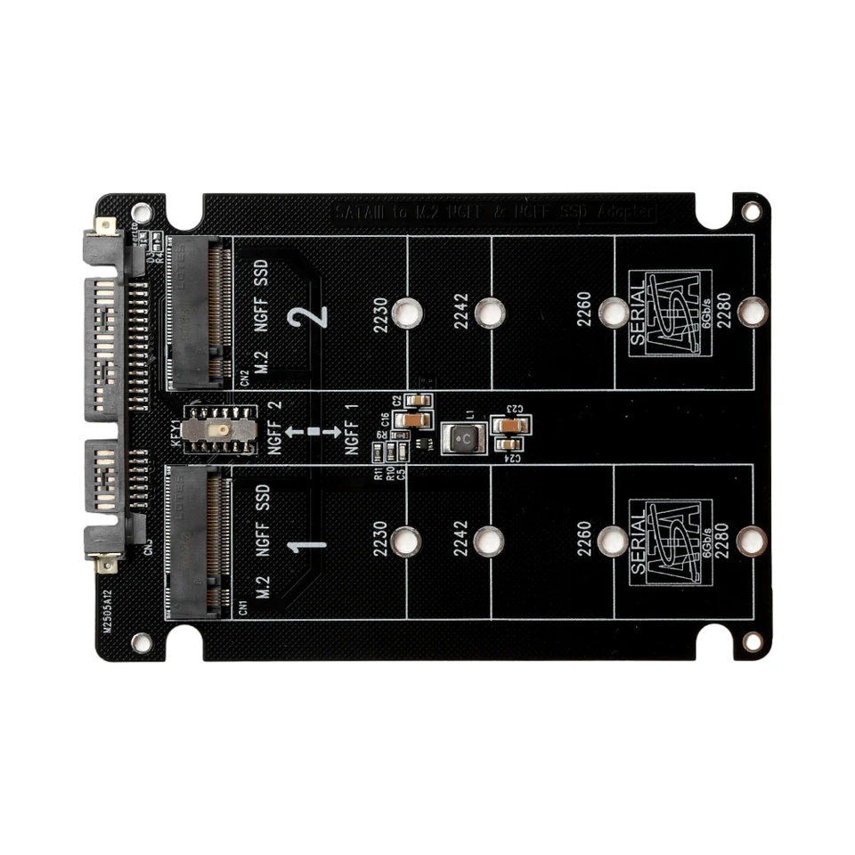 Dual SATA3 M.2 NGFF SSD to SATA Adapter Card