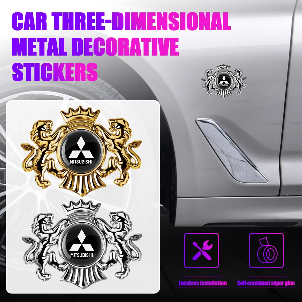 1pc Car badge, body metal badge, lion crown sticker, car exterior accessories For Mitsubishi Asx Outlander 3 Xl l200 EX10 Galant