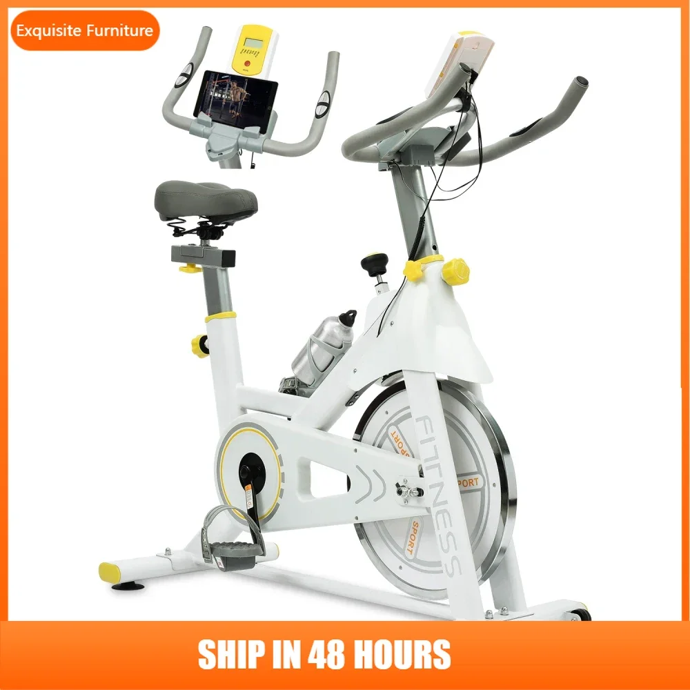 

Indoor Exercise Bike Cycling Bike with Comfortable Seat Cushion Yellow+White