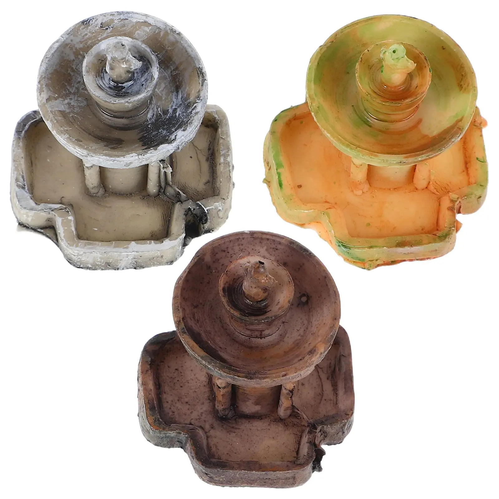 

3 Pcs Micro Landscape Fountain Zen Garden Accessories Statuette Moss Centerpiece Miniature Gardening Ornaments Resin Building