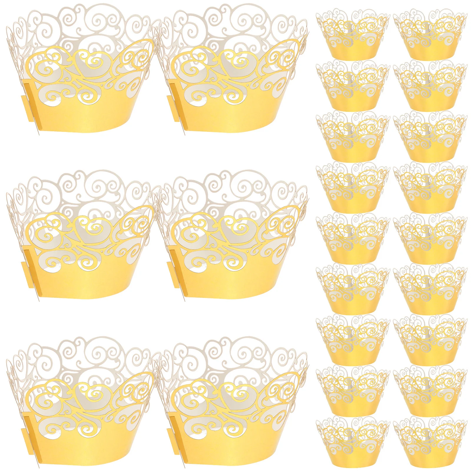 

50 Pcs Aluminum Foil Baking Cups Cupcake Liners Vegetable Golden Household Wrapper