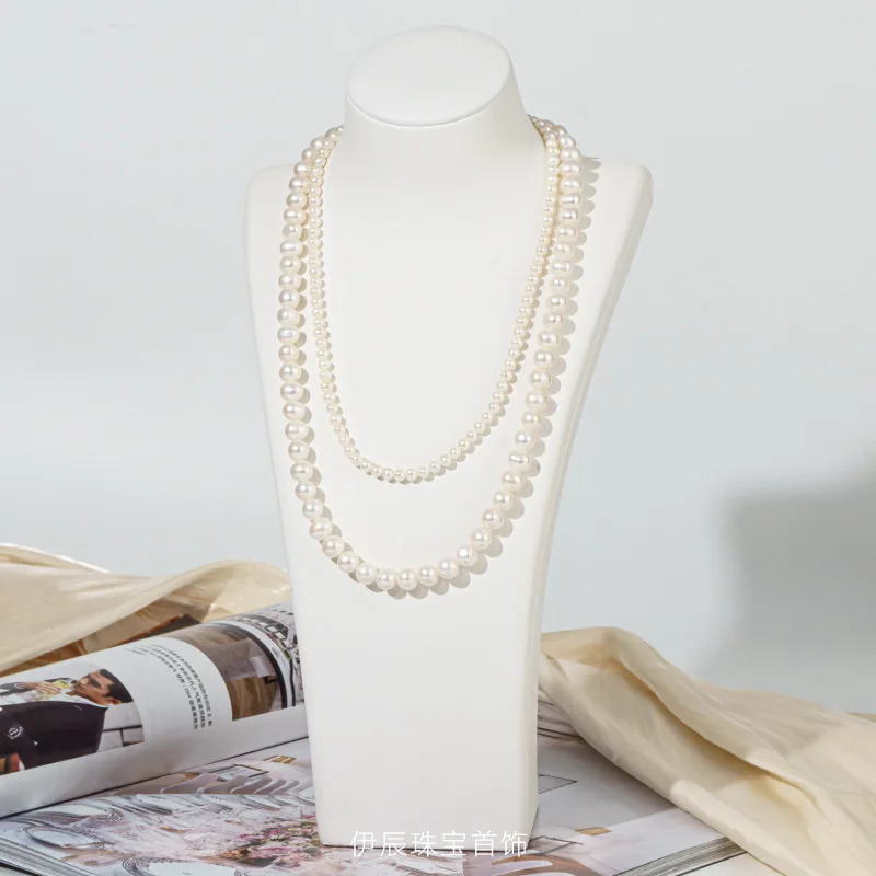 Natural Freshwater Pearl Necklace Long Sweater Chain 83Cm